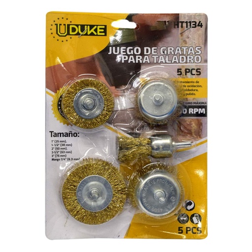 [13518] GRATA TALADRO C/ESPIGO X 5PCS UDUKE (HT1134)