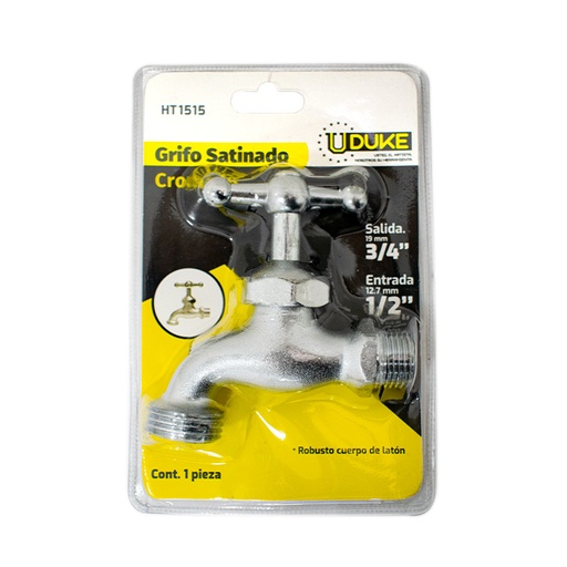 [4912K] GRIFO SATINADO CROMADO UDUKE CHAPOLA METALICA EN BLISTER (HT1515)