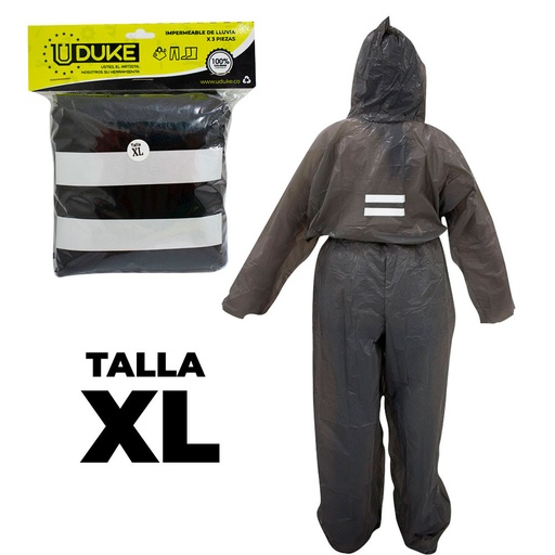 [11918S] IMPERMEABLE PARA MOTO PLASTICO COMPLETO REFLECTIVO CON SOLAPA TALLA XL