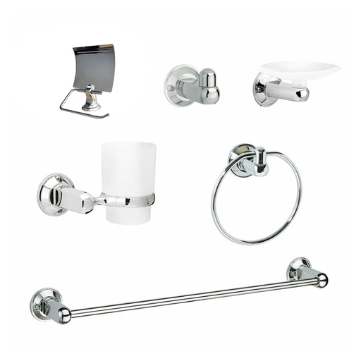 [20690] KIT ACCESORIOS PARA BAÑO X 6 PIEZAS CROMADO UDUKE  (HT2162)