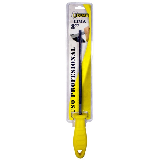 [12757] LIMA REDONDA 8" CON MANGO AMARILLO EN BLISTER UDUKE (HT90310)