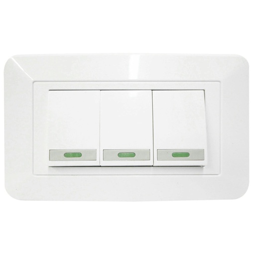[1644] LINEA BK BLANCA INCRUSTAR SWICHE TRIPLE CONMUTABLE 110-220 (118Z-03 -3WAY) (RETIE-FL)(HT20337)