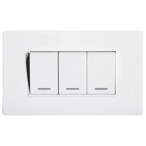 [1644B] LINEA BK PLUS BLANCA INCRUSTAR SWICHE TRIPLE CONMUTABLE 110-220 (118K-03-3W) (HT20678)