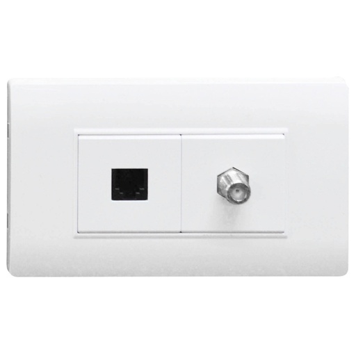 [4088B] LINEA BK PLUS BLANCA INCRUSTAR TOMA TELEFONO + TV (118K-78) (HT20684)