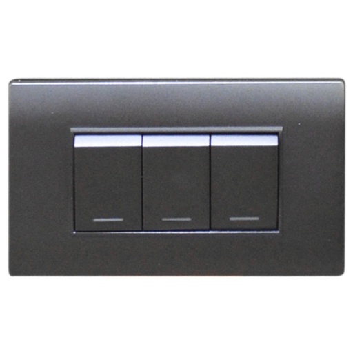 [1644G] LINEA BK PLUS GRIS INCRUSTAR SWICHE TRIPLE CONMUTABLE 110-220 (118K-03-3W-FMGRY) (HT20706)