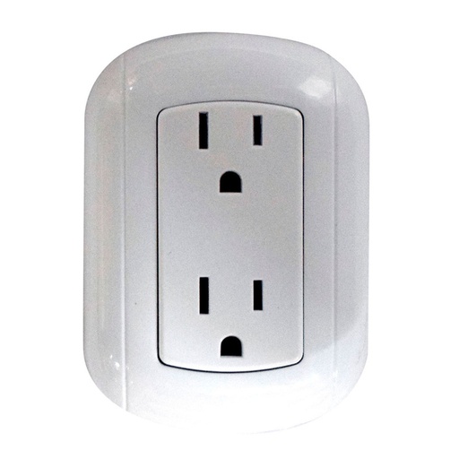 [5626B] LINEA BK SOBREPONER BLANCO TOMA DOBLE CON POLO TIERRA (HT20511A)