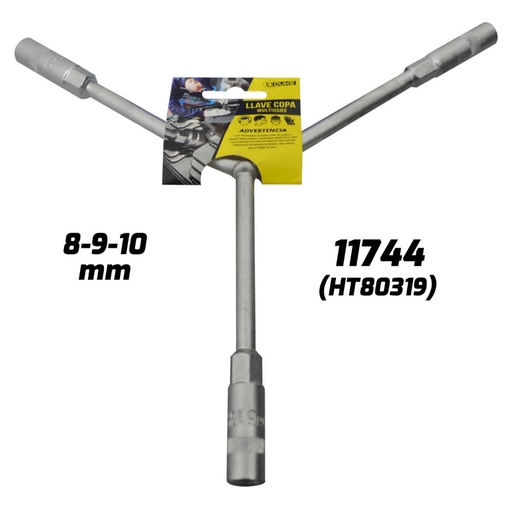 [11744] LLAVE COPA EN Y CON CUADRANTE LARGO UDUKE 8-9-10 MM (HT80319)