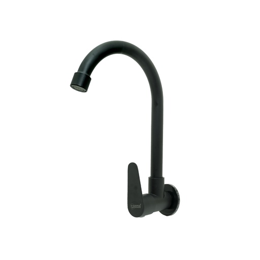 [19914] LLAVE LAVAPLASTOS CUELLO GANSO PARED ALETA ACERO INOXIDABLE  NEGRA UDUKE (HT2045) 