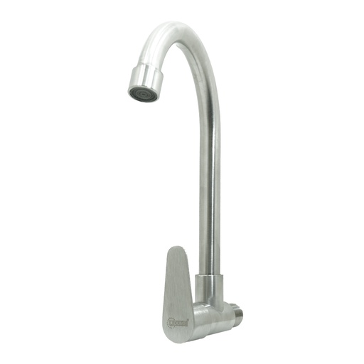 [19913] LLAVE LAVAPLASTOS CUELLO GANSO PARED ALETA ACERO INOXIDABLE SATINADA UDUKE (HT2044) 