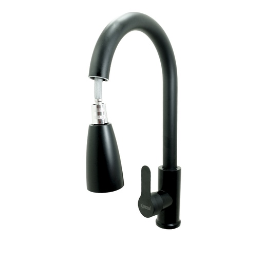 [19907] LLAVE LAVAPLATOS CABEZA EXTRAIBLE MONOCONTROL  ACERO INOXIDABLE REDONDA NEGRA UDUKE(HT2038)