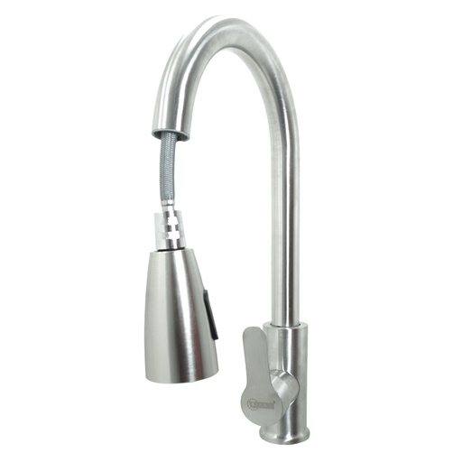 [19908] LLAVE LAVAPLATOS CABEZA EXTRAIBLE MONOCONTROL  ACERO INOXIDABLE REDONDA SATINADA UDUKE (HT2039)