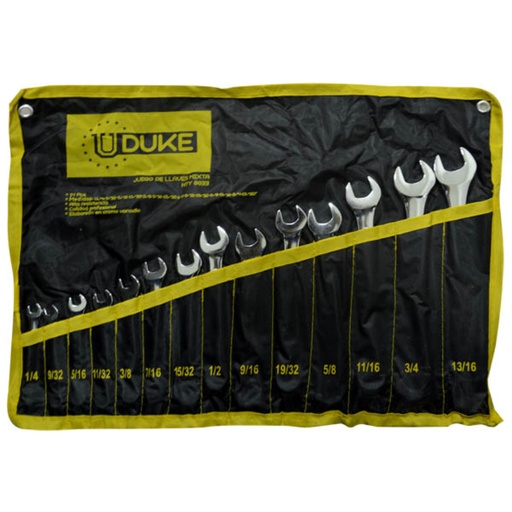 [12033] LLAVE MIXTA JUEGO X 14 PCS (1/4-13/16) CR/V UDUKE (HTY0033)