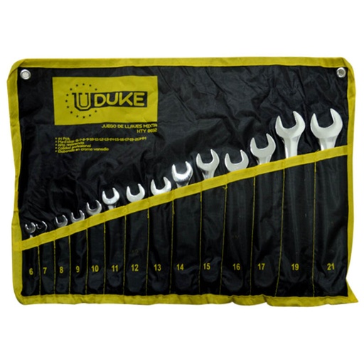 [12032] LLAVE MIXTA JUEGO X 14 PCS (6-21 MM) CR/V UDUKE (HTY0032)