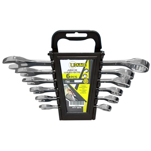 [13268] LLAVE MIXTA JUEGO X 6 PCS BLISTER (8-10-11-13-14-17MM) CR/V UDUKE (HTY0076)