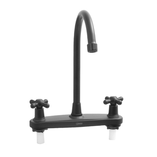 [16788] MEZCLADOR LAVAPLATOS CUELLO ANCHO CRUCETA NEGRO MATE UDUKE (HT1555)