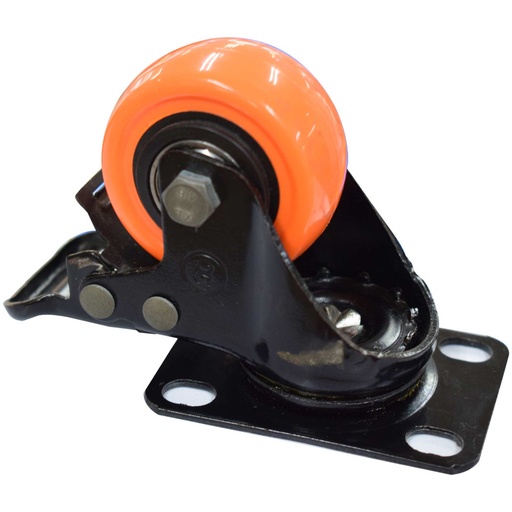 [7894] RODACHINES 2 PLANO NARANJA CON FRENO GIRATORIO 50MM (50KG (INDIVIDUAL) (HT40088)