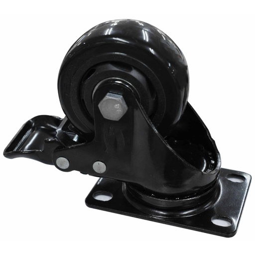 [10913] RODACHINES 3 PLANO NEGRO CON FRENO GIRATORIO 75MM 100KG (INDIVIDUAL) (HT80022)