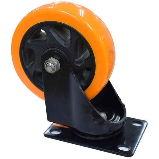 [5983] RODACHINES 4" PLANO NARANJA PESA GIRATORIO 100MM 120KG (INDIVIDUAL) (RPNF100)(HT30087)