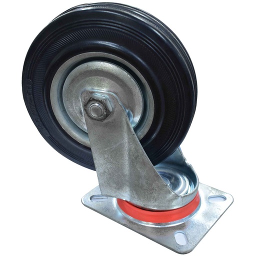 [2431] RODACHINES 5 PLANO NEGRO CAUCHO CON RIN 125MM 150KG (INDIVIDUAL) (HT40244)