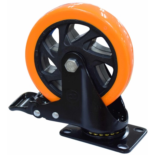 [7815] RODACHINES 5" PLANO NARANJA CON FRENO GIRATORIO 125MM 150KG (INDIVIDUAL) (HT40092)