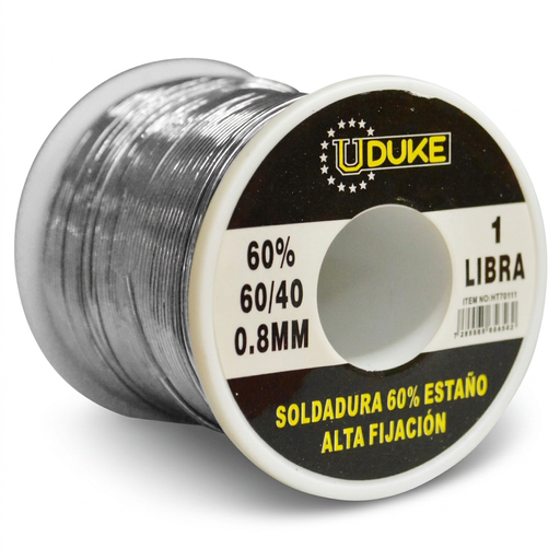 [10125] SOLDADURA ESTANO UDUKE 1LB 60-40 (60% ESTANO) (40% PLOMO) (0.8MM) (HT70111)