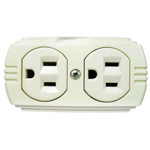 [1752] TOMA DOBLE T/L SOBREPONER CON P-TIERRA  BEIGE UDUKE (RETIE-FL)(HT20523)