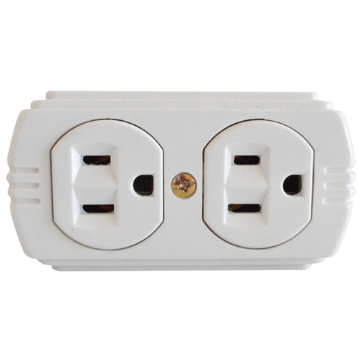 [6708] TOMA DOBLE T/L SOBREPONER CON P-TIERRA  BLANCO UDUKE (RETIE-FL)(HT20378)