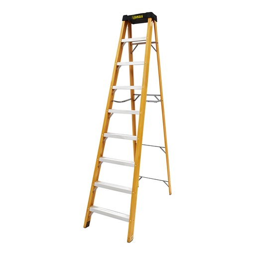 [21334] ESCALERA TIJERA 8 PELDAÑOS EN FIBRA DE VIDRIO CAP 150 KILOS USO INDUSTRIAL UDUKE CON PLATAFORMA  (HT3185)