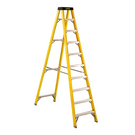 [21335] ESCALERA TIJERA 9 PELDAÑOS EN FIBRA DE VIDRIOCAP 150 KILOS USO INDUSTRIAL UDUKE CON PLATAFORMA  (HT3186)