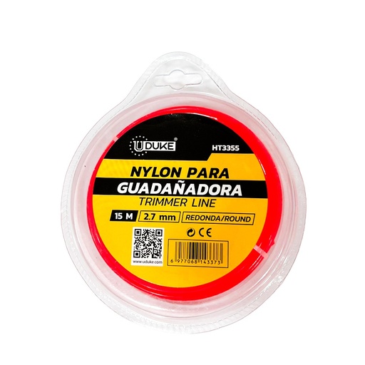 [21742] NYLON PARA GUADANADORA 2.7MM X 15M NARANJA UDUKE  (HT3355)