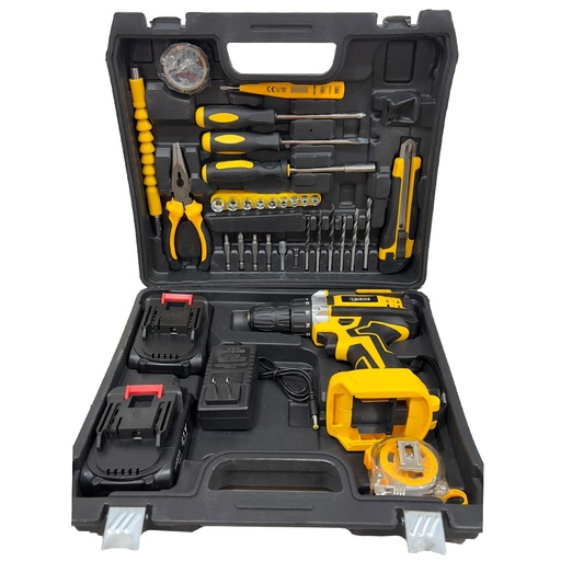 [21766] TALADRO ATORNILLADOR INALAMBRICO 21V INCLUYE 2 BATERIAS, CARGADOR Y 48 PZS UDUKE (HT3388)